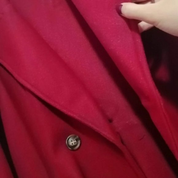 Classic burgundy double breasted Pea Overcoat jacket fall/winter - Picture 9 of 10